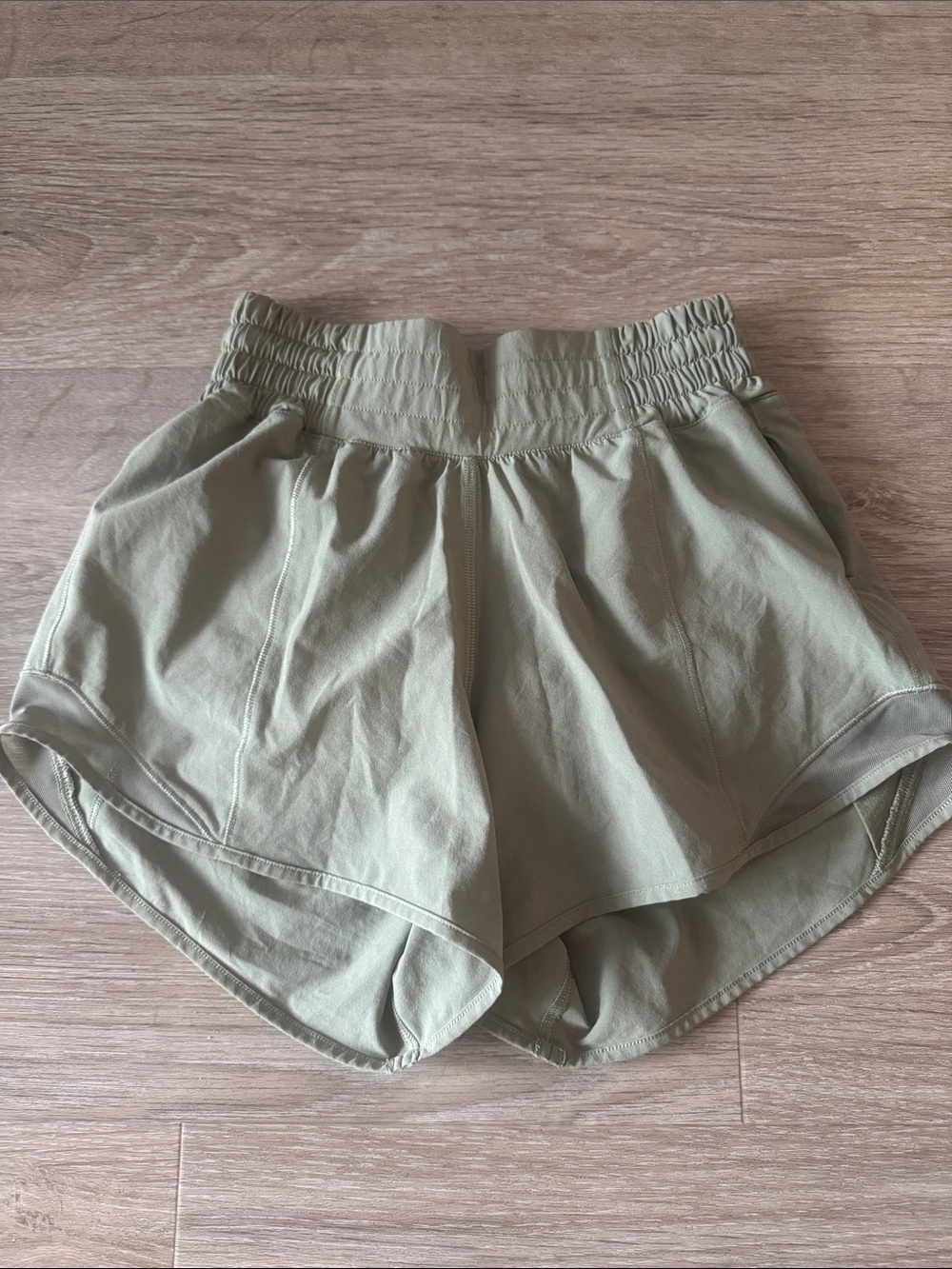 Lululemon Olive Green High-Waist Athletic Shorts